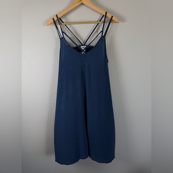 Daytrip for Buckle Strappy Blue Sunwashed Boho Sleeveless Mini Dress Large NWT - Picture 1 of 11